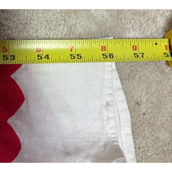 Vtg Christmas Tablecloth Round Red White Merry Christmas Candles Holly Tree 56" - Picture 10 of 12